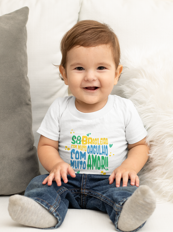 Camiseta Infantil Brasileirinho Com Muito Orgulho - Orgulho Estampado